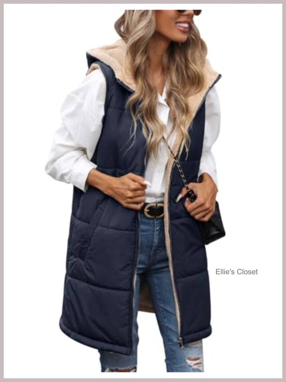 Womens Long Puffer Fleece Vest Sleeveless Thick Winter Warm Zip Up